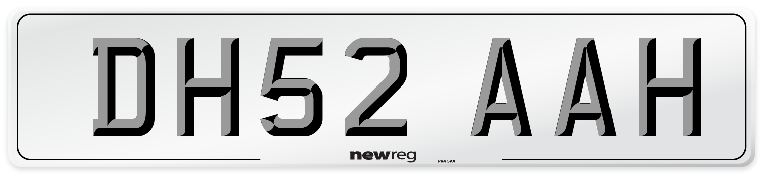 DH52 AAH Number Plate from New Reg